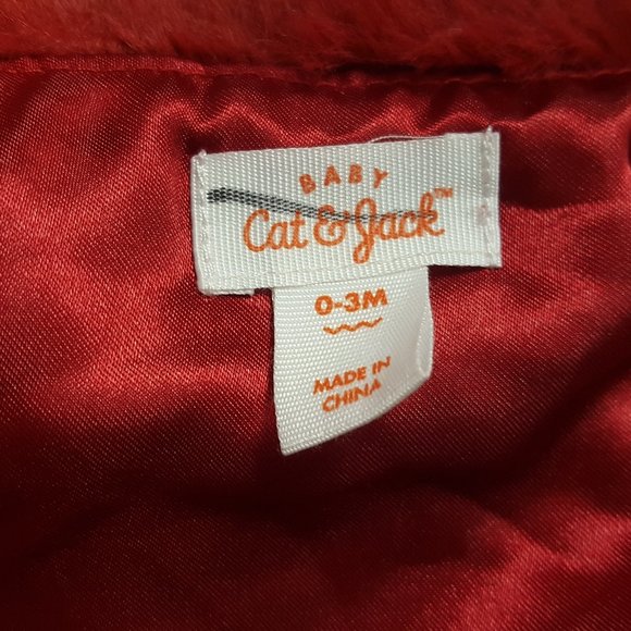 Cat & Jack Pink Red Dress and Faux Fur Vest - Picture 6 of 6